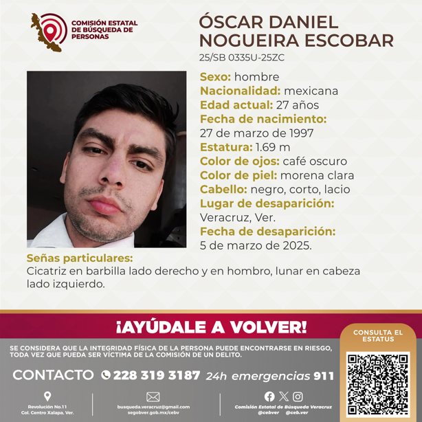 Desaparece el joven Óscar Daniel Nogueira Escobar en el puerto de Veracruz