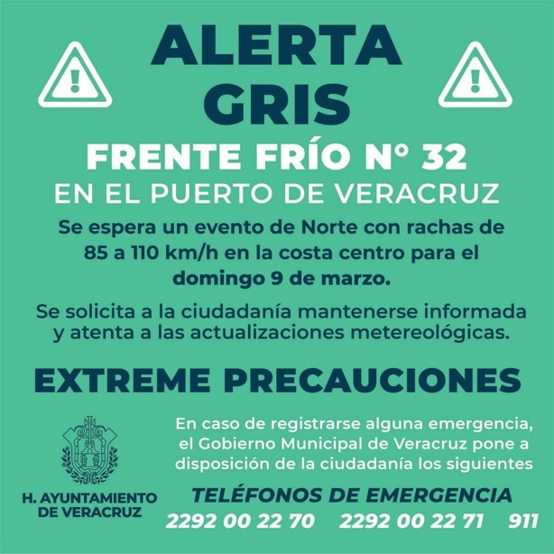 A esta hora ingresarán los vientos del norte en Veracruz este fin de semana