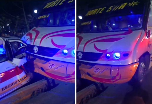 Camión ruta Norte-Sur impacta a taxi en Veracruz; conductor queda atrapado | VIDEO