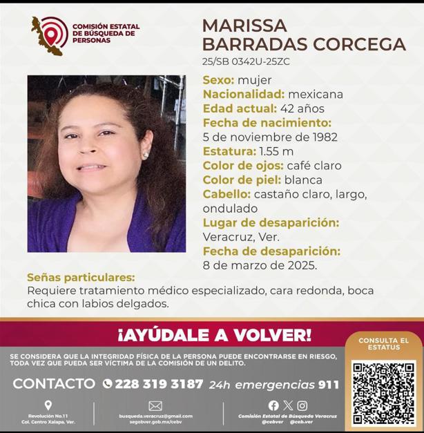 Marissa Barradas desapareció en Veracruz durante el Día Internacional de la Mujer