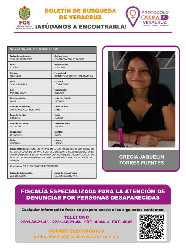 Un mes sin saber de Grecia, menor de Coatzacoalcos continúa desaparecida