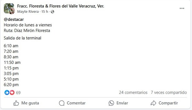 Regresa ruta de camiones urbanos en Veracruz que había desaparecido; estos serán los horarios