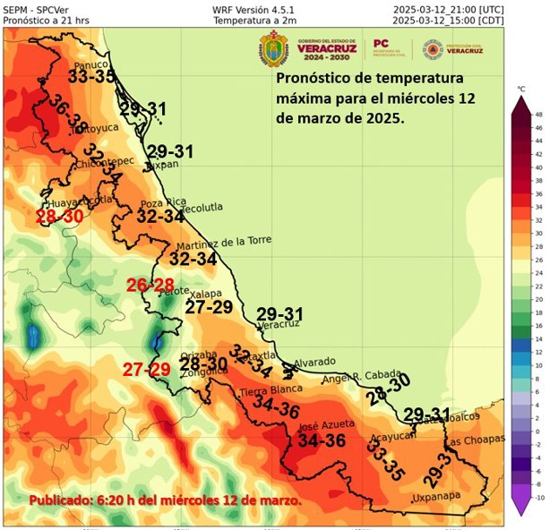 Vienen días de intenso calor y surada, estas serán las temperaturas máximas en Coatzacoalcos