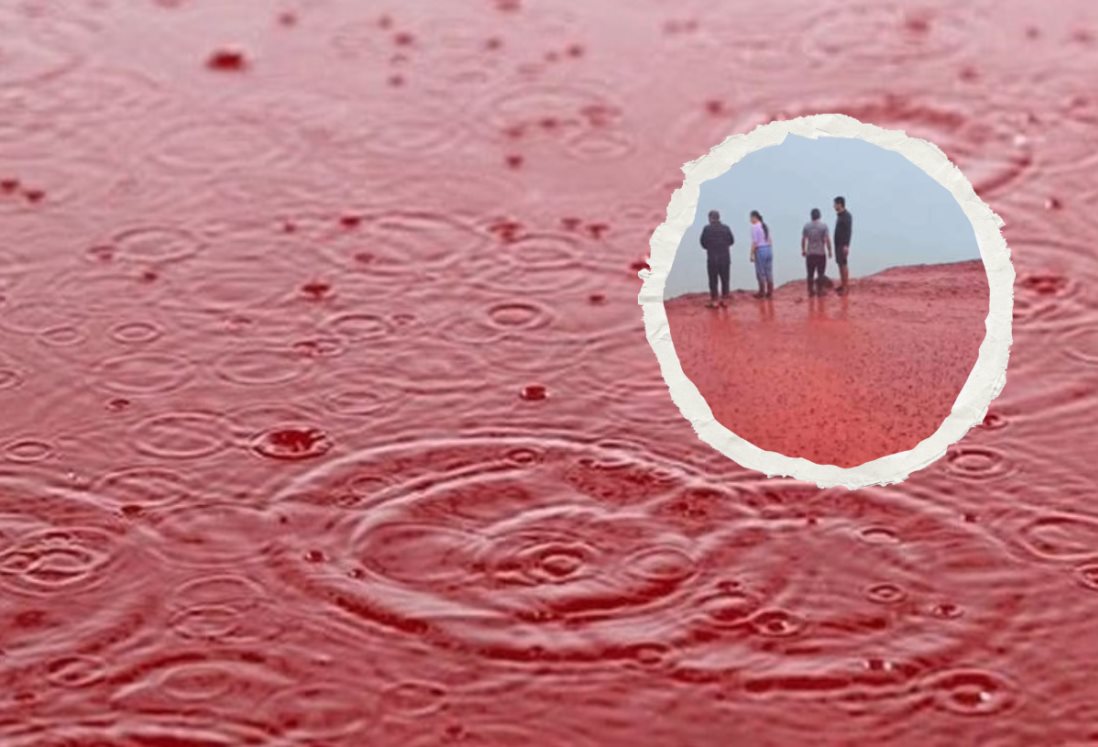 Captan en VIDEO agua de lluvia que se vuelve roja al momento de tocar tierra