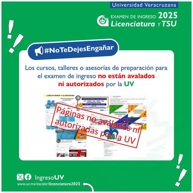 ¡No te dejes engañar, aspirante UV! No hay cursos que garanticen lugar