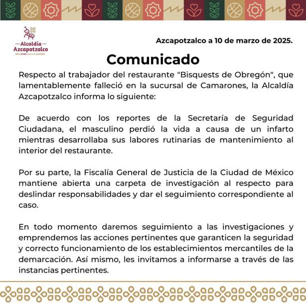 No fue infarto; de esto habría muerto trabajador hallado en un horno de pan de Los Bisquets Obregón