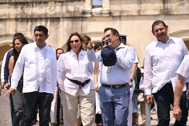 Visitan Rocío Nahle y gobernadores de Puebla y Oaxaca el fuerte de San Juan de Ulúa