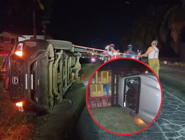 ¡Se salió del camino! vuelca camioneta en la carretera Fortín-Huatusco (+Video)