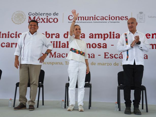 En Tabasco, Claudia Sheinbaum encabeza inicio de obras para la carretera Macuspana-Escárcega (+Video)