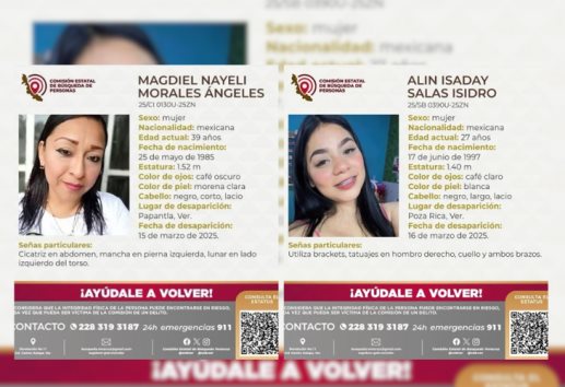 ¿Las has visto?: Reportan a dos mujeres desaparecidas en Poza Rica y Papantla