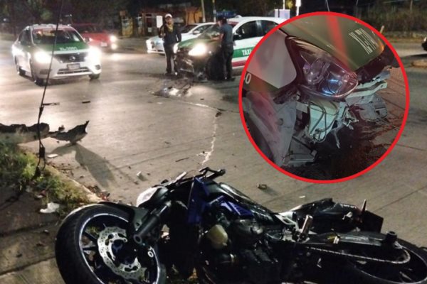 Choque entre taxi y moto, deja a dos heridos en Xalapa