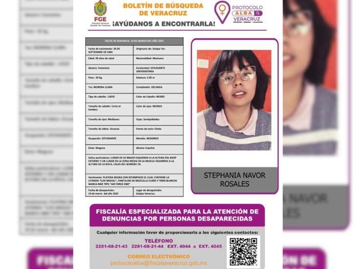 ¿La has visto?: Stephania, de 20 años, está desaparecida en Xalapa