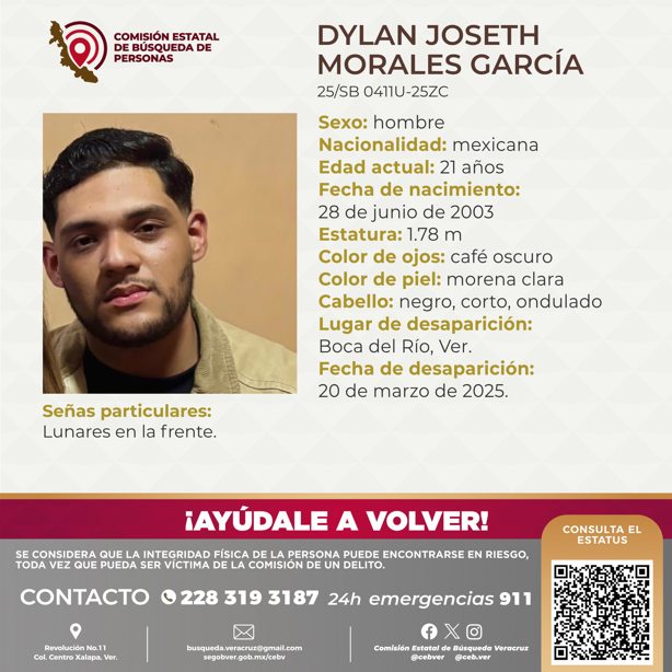 Desaparece en Boca del Río el joven Dylan Joseth Morales García