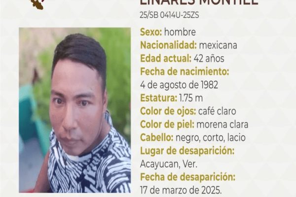 Buscan a hombre de 42 años desaparecido en el sur de Veracruz