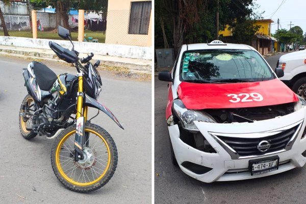 Motociclista resulta lesionado tras choque con taxi en Úrsulo Galván