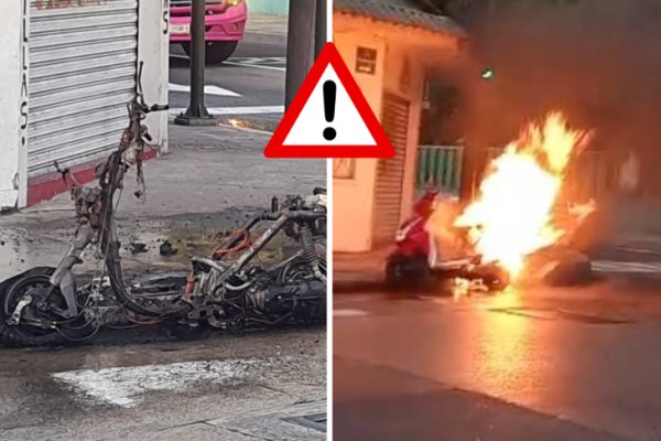Moto termina calcinada en Orizaba; conductor huye (+VIDEO)