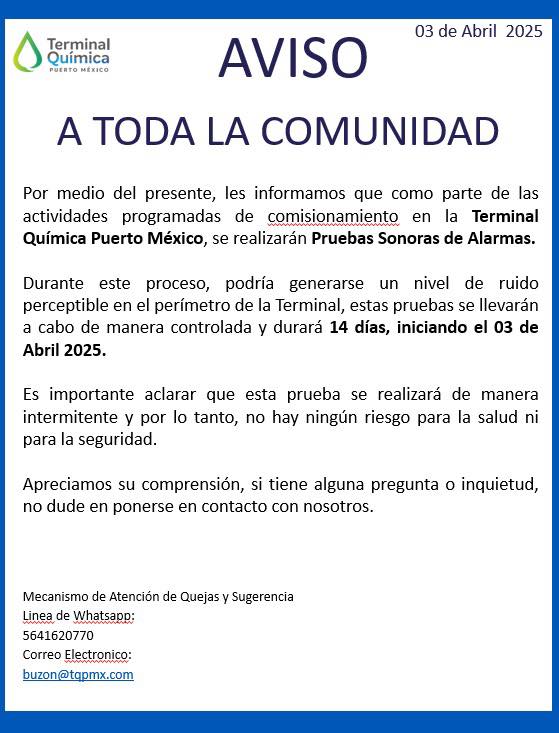 Terminal Química Puerto México generará ruidos en Villa Allende, ¿de que se trata?