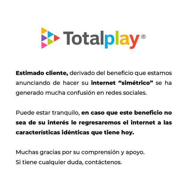 Totalplay se retracta sobre su nuevo plan Internet Simétrico: esto dijo la empresa