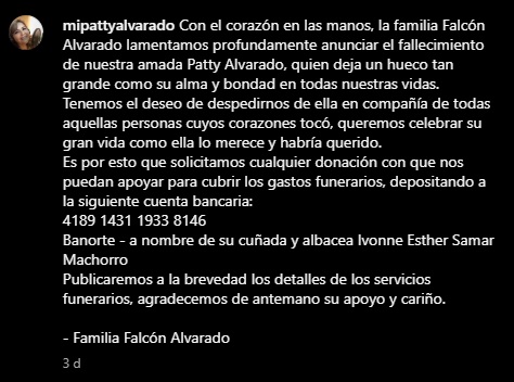 Soriana perdió a su voz; murió la locutora Patty Alvarado