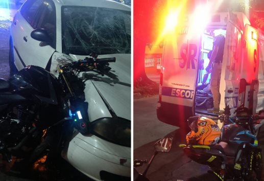 Se registra choque entre moto y auto en Xalapa; hay un lesionado