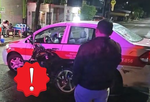 ¡Por imprudente! taxi impacta a motociclista en Martínez