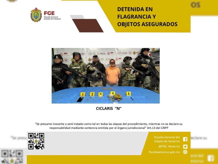 Detienen a una mujer y aseguran droga tras cateo en Rafael Delgado 