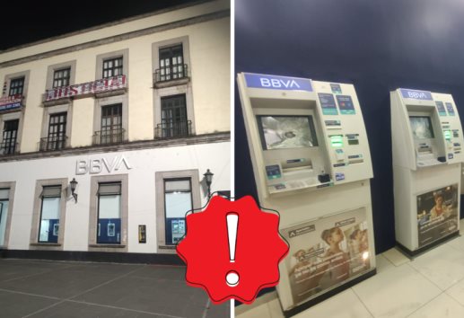 Vandalizan 5 cajeros automáticos de BBVA en el centro de Xalapa; frente a la policía 