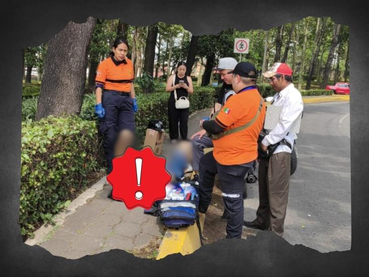 Motociclista derrapa en avenida Ruiz Cortines de Xalapa