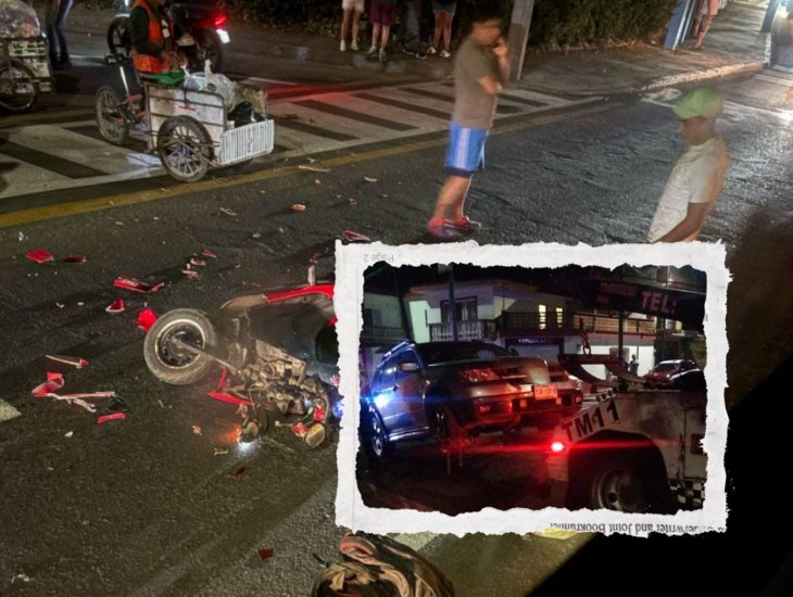 Choque entre camioneta y moto en Orizaba, deja un lesionado