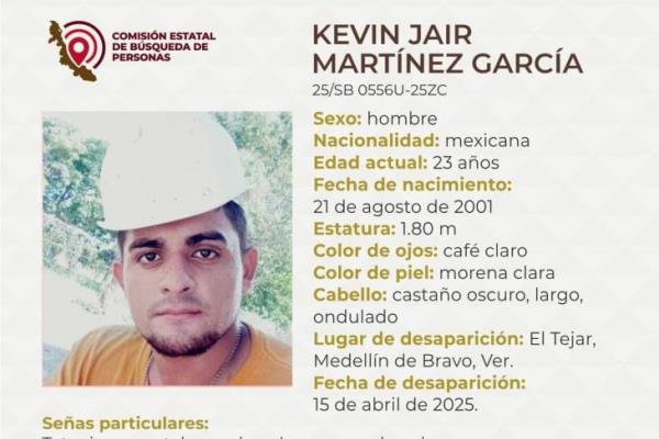 Kevin Jair cumple 6 días desaparecido en Medellín de Bravo