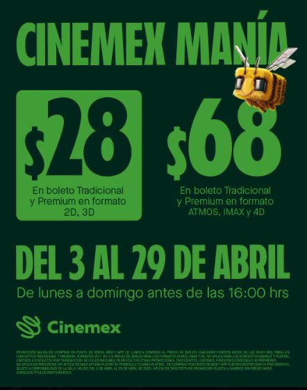 Cinemex: ¿cuántos días quedan de la promoción a 28 pesos?