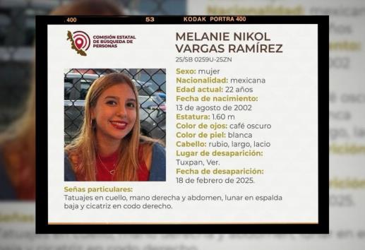 Sin noticias de Melanie Nikol Vargas Ramírez, desaparecida en Tuxpan hace 2 meses