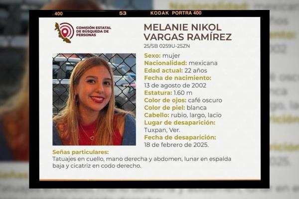 Sin noticias de Melanie Nikol Vargas Ramírez, desaparecida en Tuxpan hace 2 meses