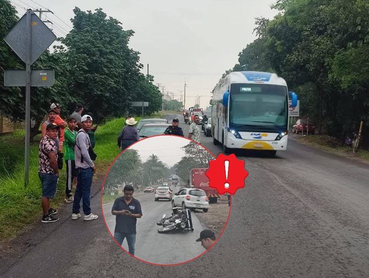 Motociclista se accidenta en la carretera Tlapacoyan–Martínez; se le atravesó un perro