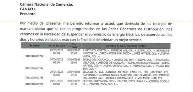 Por mantenimiento, CFE anuncia apagones en Coatzacoalcos: fechas, horarios y colonias