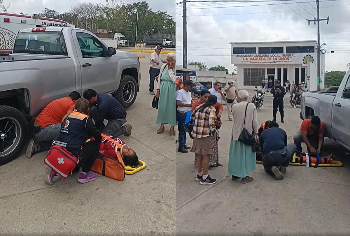 Ex funcionaria atropelló a mujer en gasolinera de Las Choapas