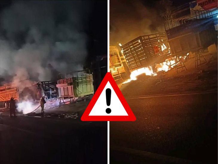 Se incendia taller de carrocerías en Martínez de la Torre
