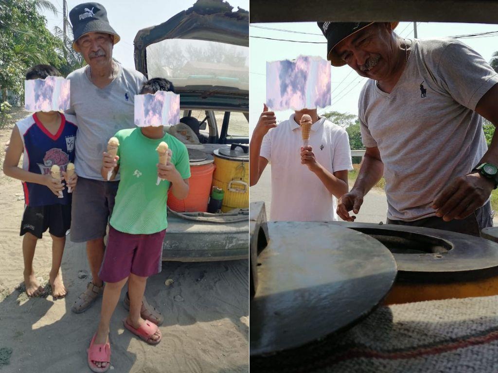 Con este tradición, el nevero Arturo González celebró a los niños de Agua Dulce