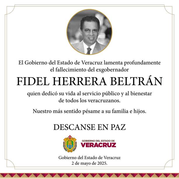 Rocío Nahle lamenta la muerte de Fidel Herrera Beltrán: "Fue un destacado político de Veracruz"