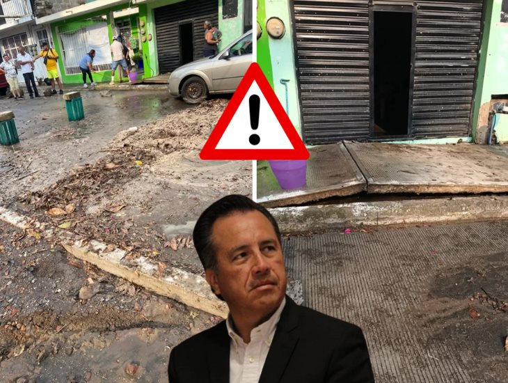 Calles y banquetas dañadas en Xalapa, son por obras de Cuitláhuac García, reclaman
