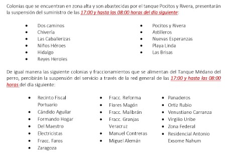 Grupo MAS: Estas son las colonias que tendrán afectación en abastecimiento de agua en Veracruz
