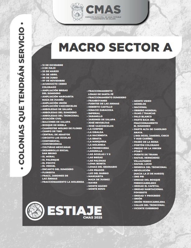 Tandeos en mayo, así estará la distribución del agua en Xalapa en mes de estiaje, detalla CMAS