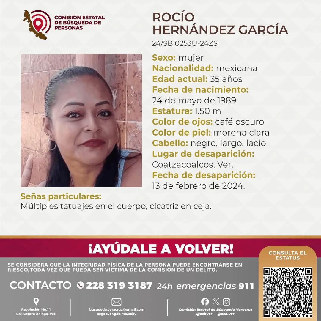 Tras un año desaparecida, siguen buscando a Rocío Hernández García en Coatzacoalcos