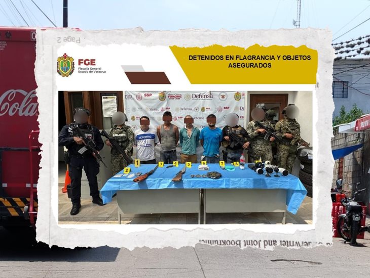 Cuatro detenidos y droga y armas aseguradas tras cateo en Fortín
