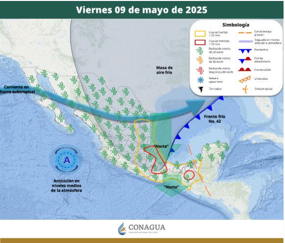 Frente frío 42 afectará con lluvias y fuertes vientos estas zonas de Veracruz