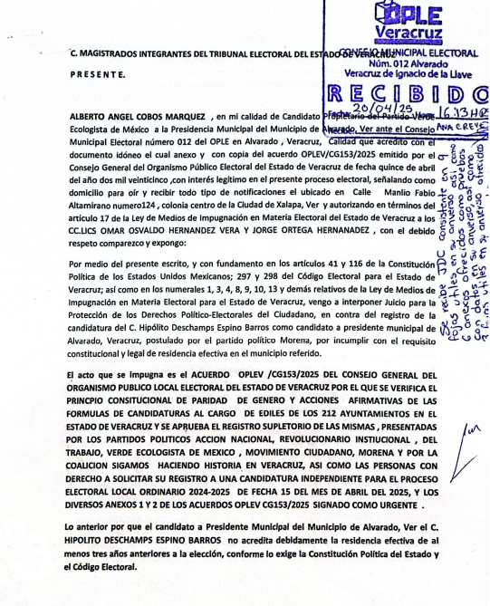 Impugnan a Polo Deschamps por no cumplir con el requisito de residencia efectiva en Alvarado