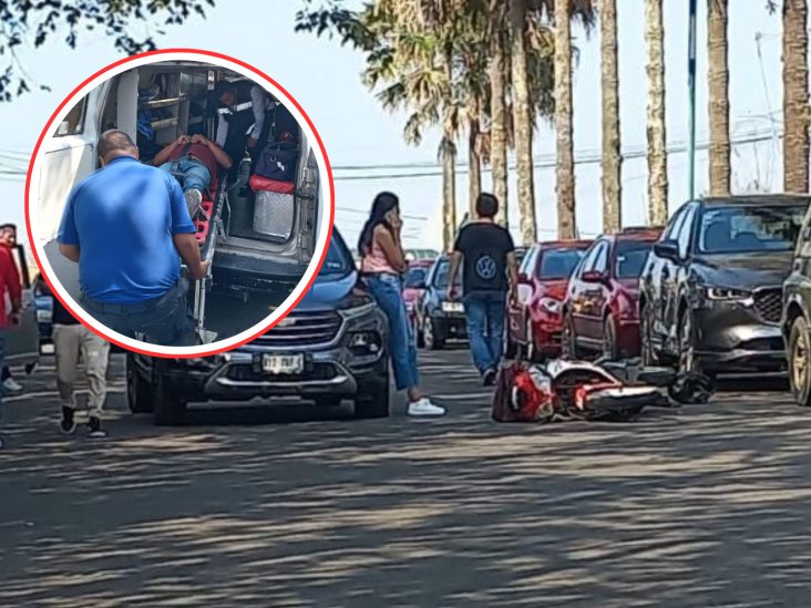 Motociclista lesionado tras ser embestido por camioneta frente a la SEV en Xalapa