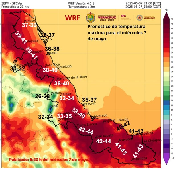 Este es el pronóstico de temperaturas máximas para el sur de Veracruz, ¿se mantiene intenso calor?