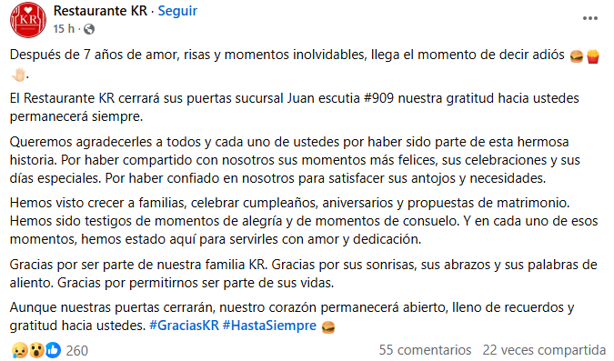 Restaurante de Coatzacoalcos anuncia su cierre definitivo, así reaccionan en redes sociales