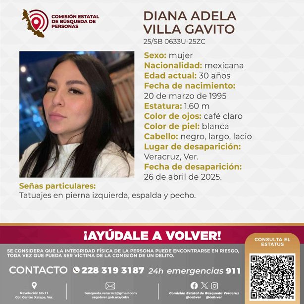 Desaparece la joven Diana Adela Villa Gabito en la ciudad de Veracruz